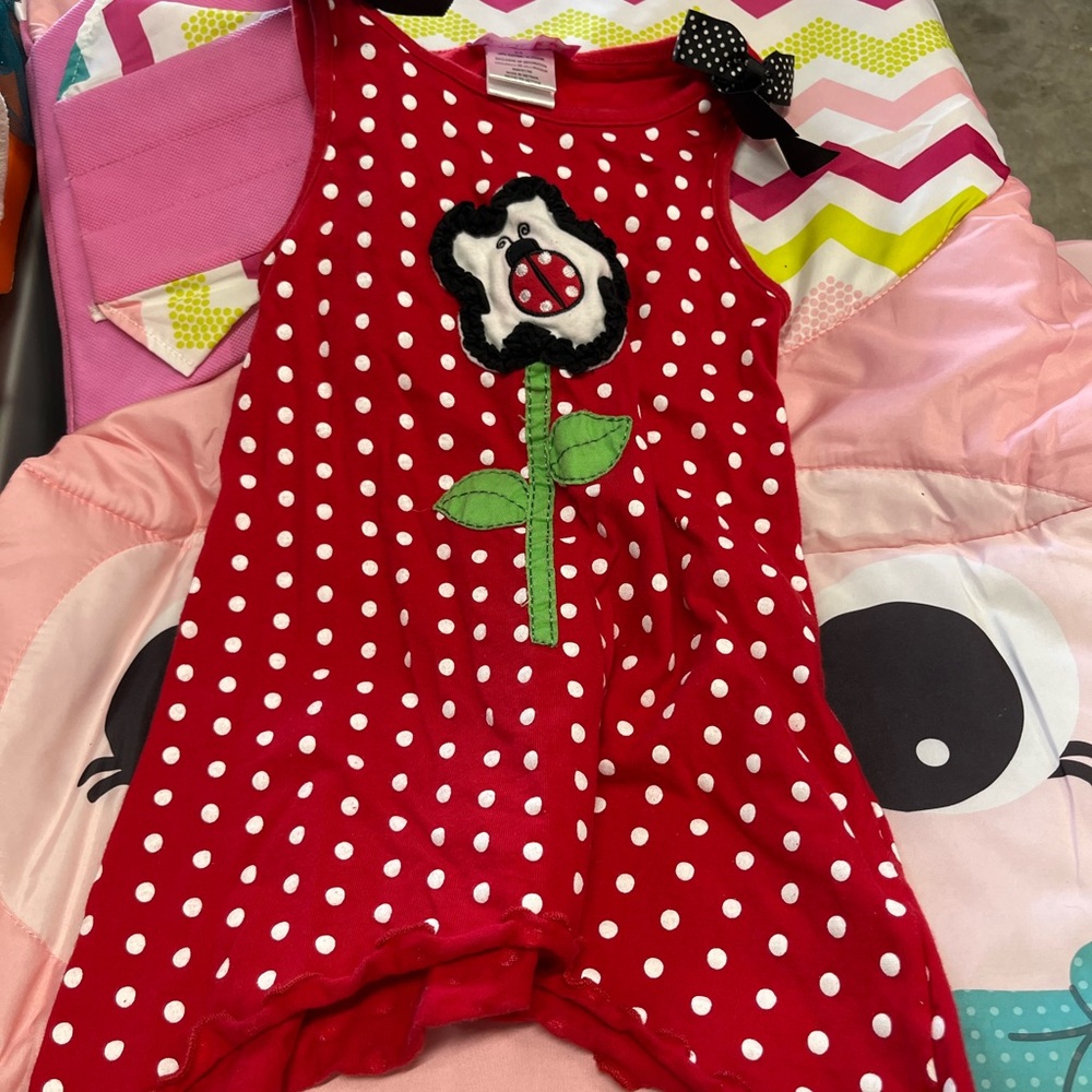 Red Polka Dot Dress with Flower Design